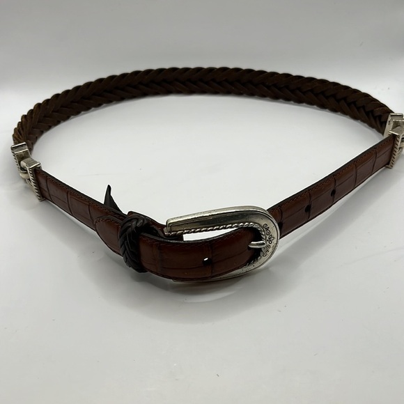 Vintage Brighton Two Tone Brown Leather and Leather Braid Size M 30 - Picture 6 of 12